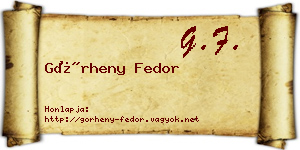 Görheny Fedor névjegykártya